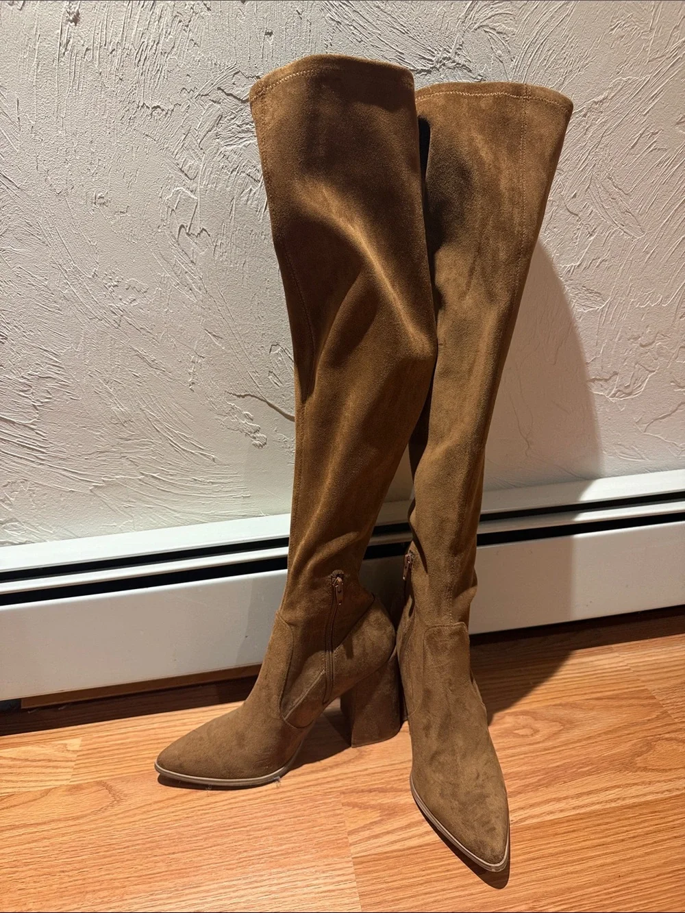 Marc Fisher Over-the-Knee Pointed Toe Suede Boots in Tan Brown